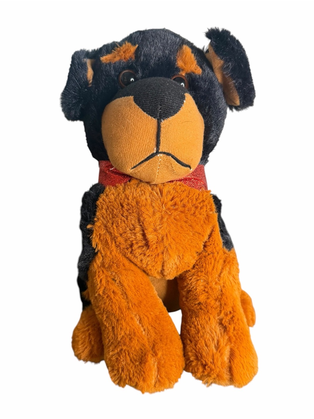Peek-A-Boo Toys Rottweiler Dog Plush Stuffed Animal Black Tan Red Collar